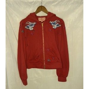 Johnny Was JWLA Zip Sweater Small Full Zip Embroidered Brown Red-S